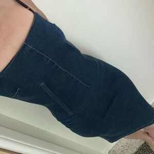 Moda International denim blue jean stretch sexy corset style mini dress 6